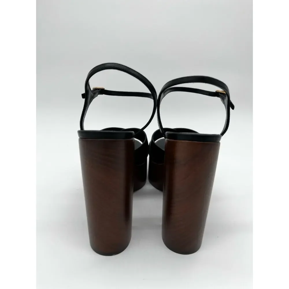 Saint Laurent Bianca Platform Sandals Ankle Strap Black - US 6.5 (EU 36.5)